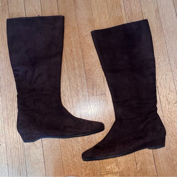 chocolate brown suede knee high Zip boots a2 aerosoles Peter Pan Wmn US 8 - Picture 7 of 16